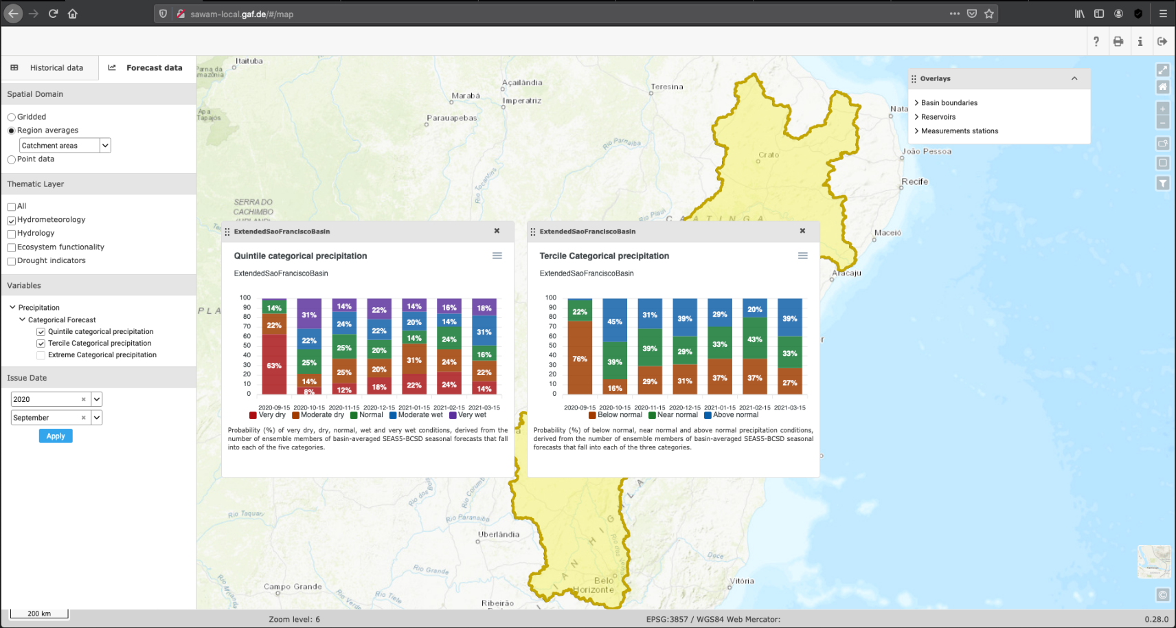 Screenshot of the SaWaM online prototype