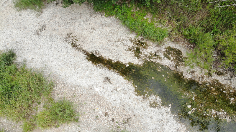 Photo of a half dry river bed