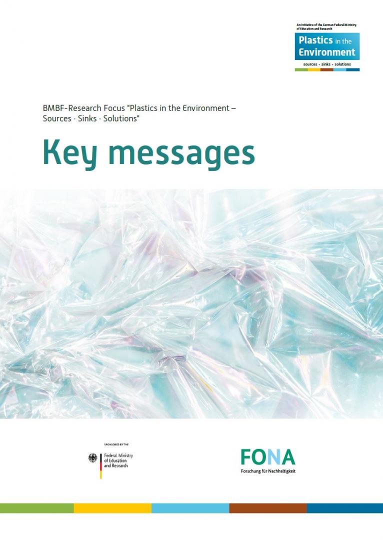 This image shows the title page of the key messages. Visible are also the partners’ logos and a background image of plastics foil.