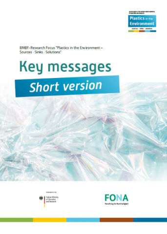 This image shows the title page of the key messages’ short version. Visible are also the partners’ logos and a background image of plastics foil.