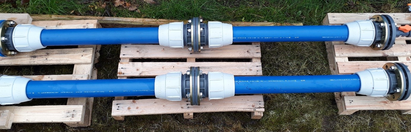 Für die Absicherung der Ergebnisse wurden Testrohre mit den produzierten Testwässern durchflossen (Detailansicht der PE-Rohre).