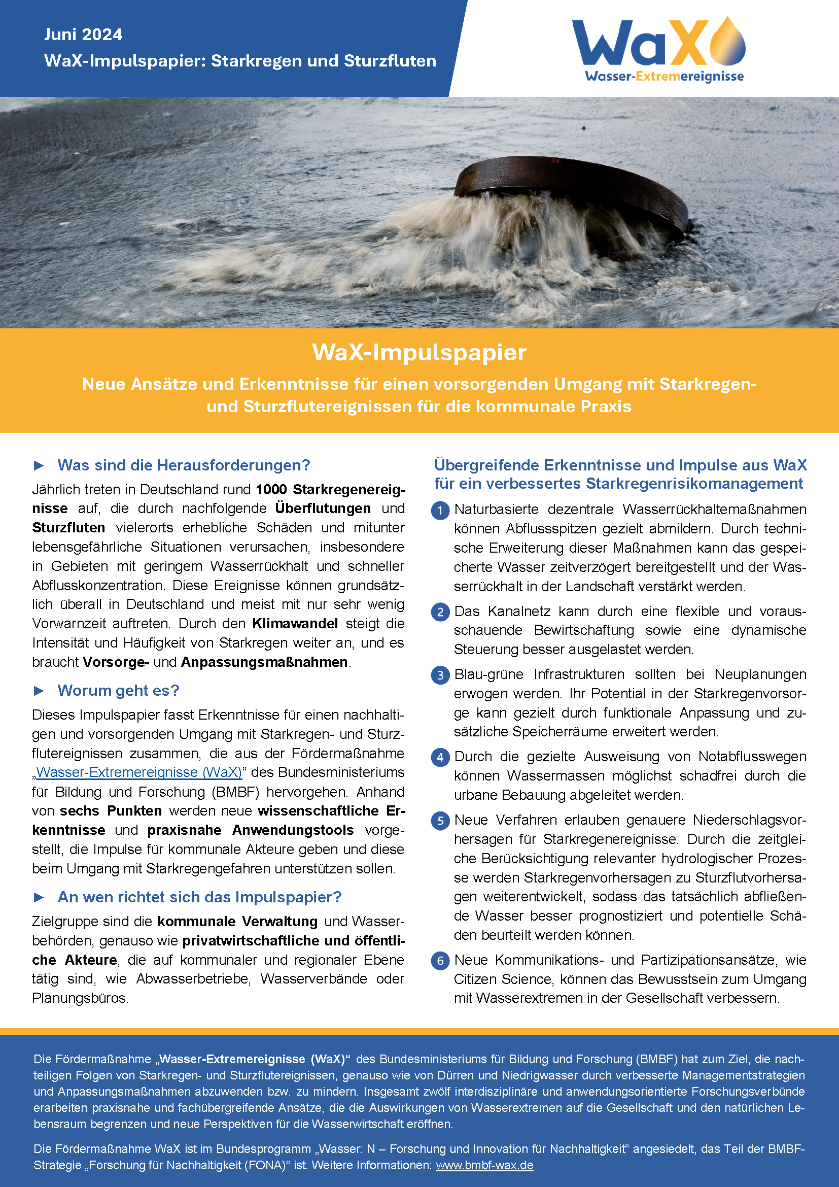 WaX-Impulspapier: Starkregen und Sturzfluten