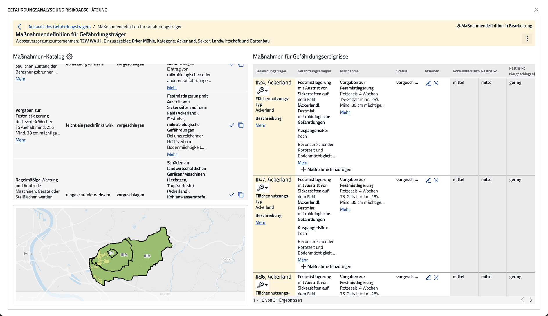 RiskPlus Screenshot “Definition of measures for risk carriers”